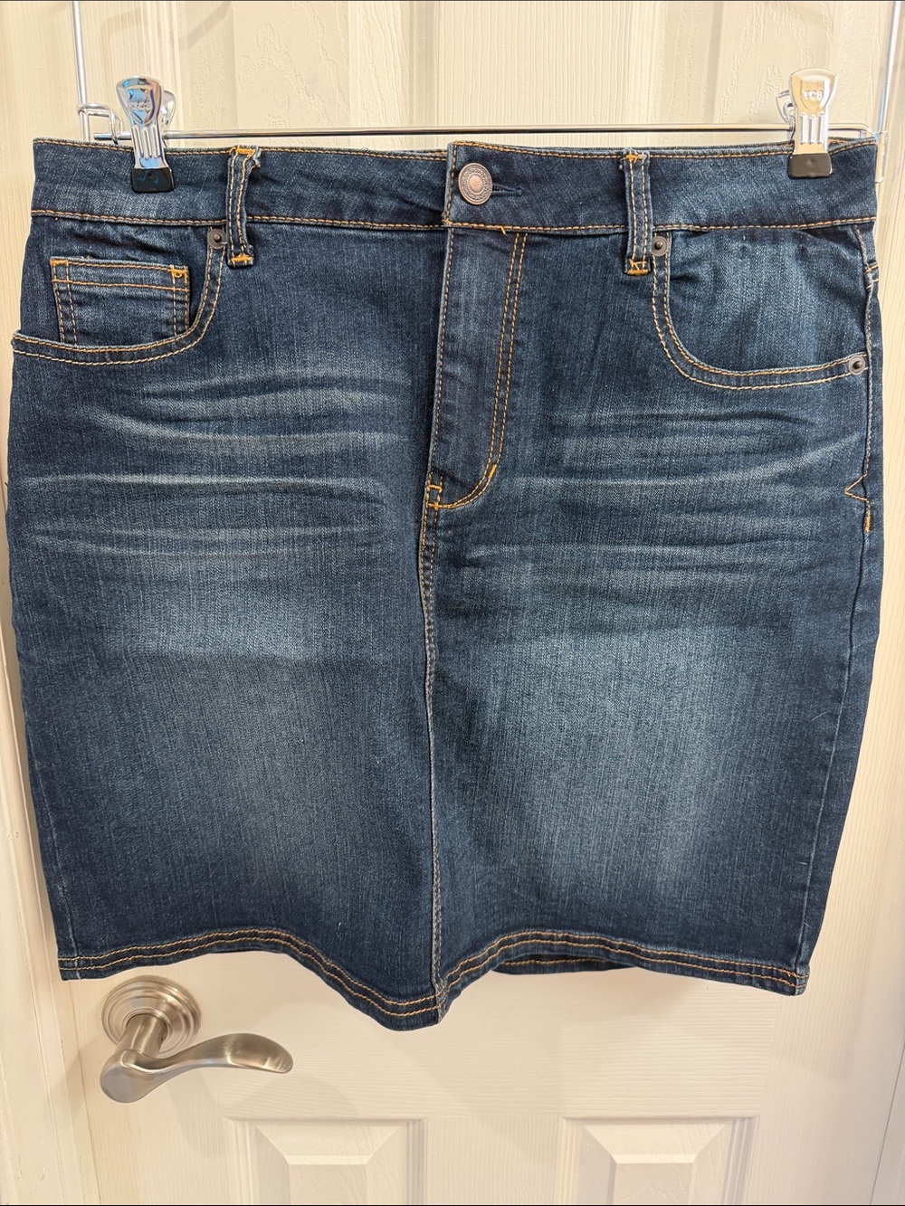 Bit & Bridle Dark Blue Denim Pencil Skirt